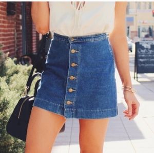 American Apparel | A-Line Button Front Denim Mini Skirt